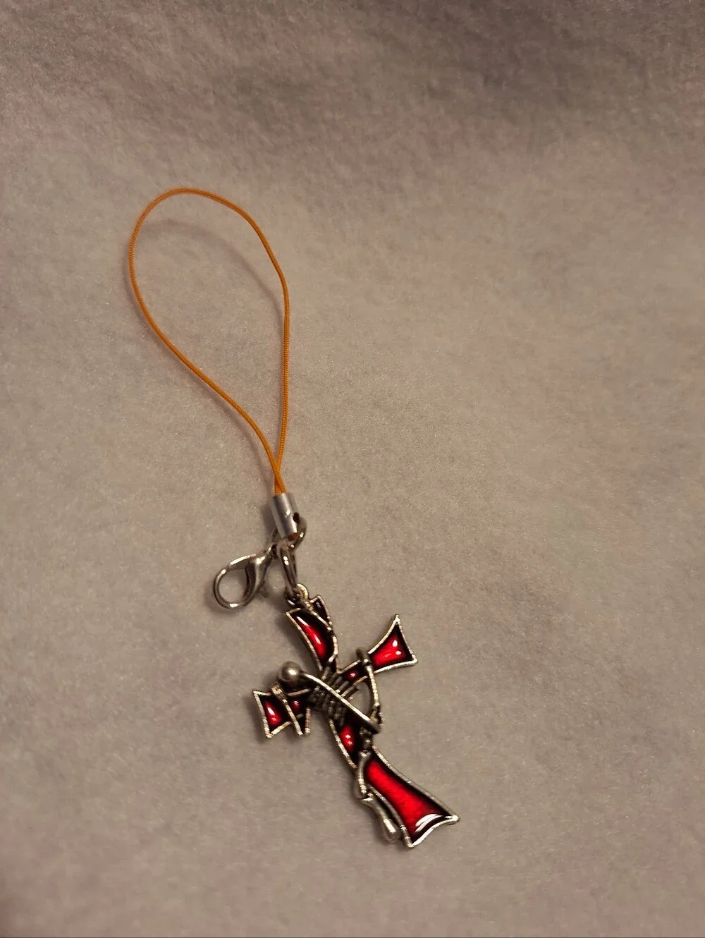 Skelton Cross Horror Charm Zipper Bag Pull New